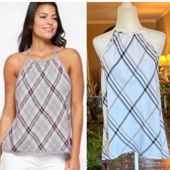 Bella Dahl Kia Halter Top Diamond Plaid size M - Picture 1 of 11